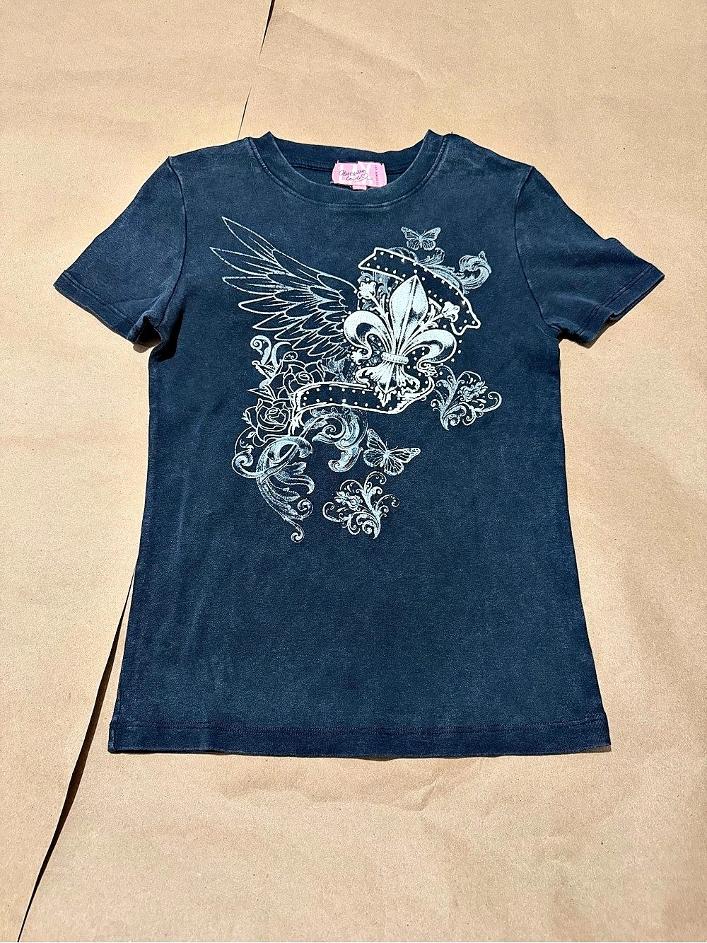 Obsession Graphic Short Sleeve Tee in Blue Size Medium